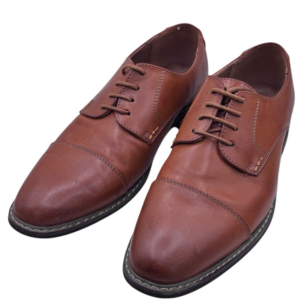 Jousen Classic Brown Men's Cap Toe Dress Shoes - Size 9.5